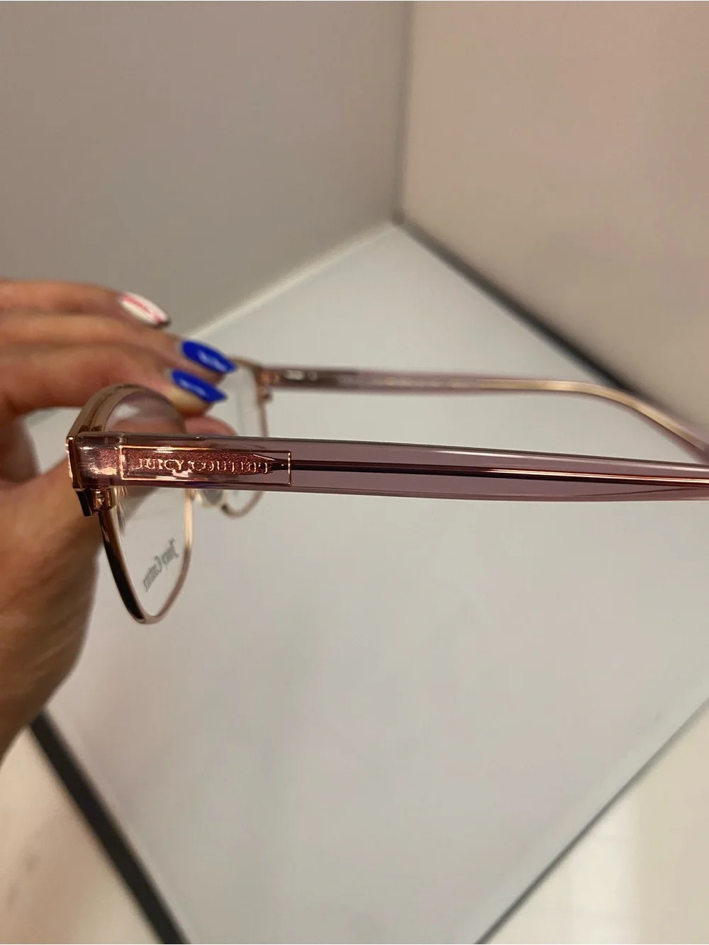 Juicy Couture Rose Gold Metal Frame Eyeglasses with Black Logo Case,pink accents